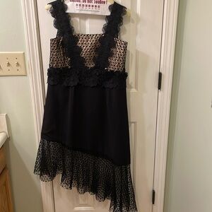 Unitedwood Black Lace Asymmetrical Cocktail Dress